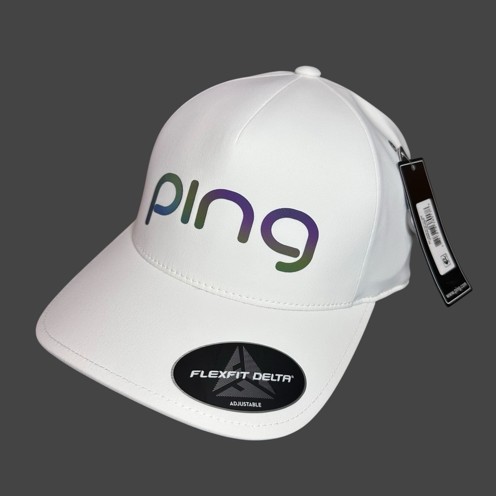 New Ping Flex Fit Delta Golf Hat Mens White Lightweight Comfort Strap Back OSFM